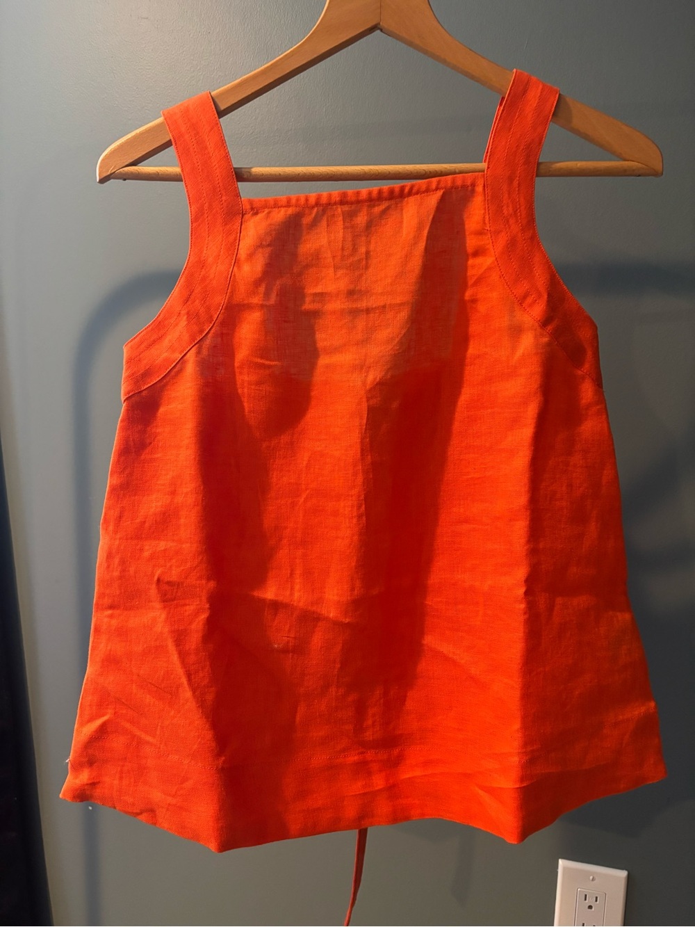 COS Bright Orange Sleeveless 100% Linen Tank Top